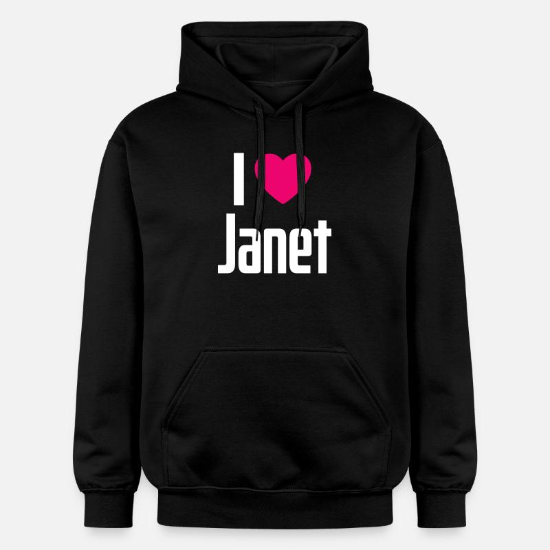 J’aime Janet Pink Heart J’aime Janet - Sweat à capuche Softstyle® Gildan Unisexe - noir