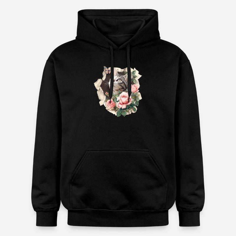 Chat et papillon - Sweat à capuche Softstyle® Gildan Unisexe - noir