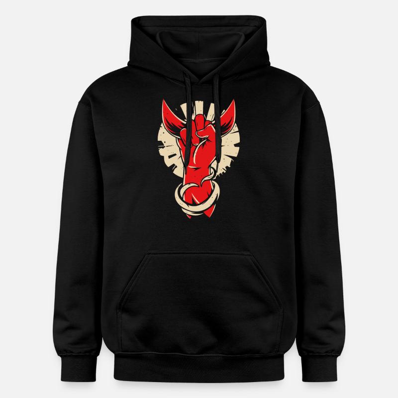 Devil horns hand - Gildan Unisex Softstyle® Midweight Hoodie - black