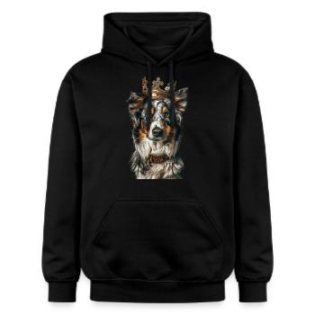 Berger australien - Sweat à capuche Softstyle® Gildan Unisexe - noir - Devant - Marisol (170cm) & Nik (191cm)