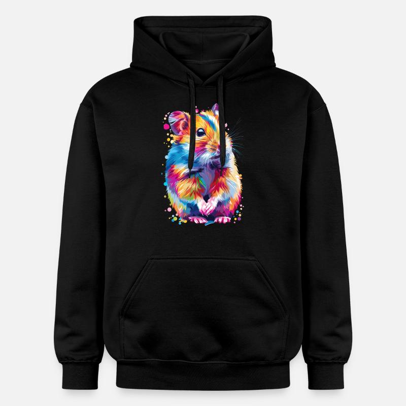 Niedlicher Hamster Regenbogenfarben - Gildan Unisex Softstyle® Midweight Hoodie - Schwarz