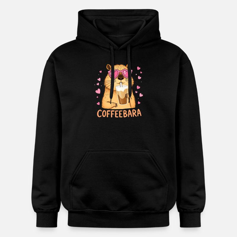 Süßes Capybara Coffeebara - Gildan Unisex Softstyle® Midweight Hoodie - Schwarz