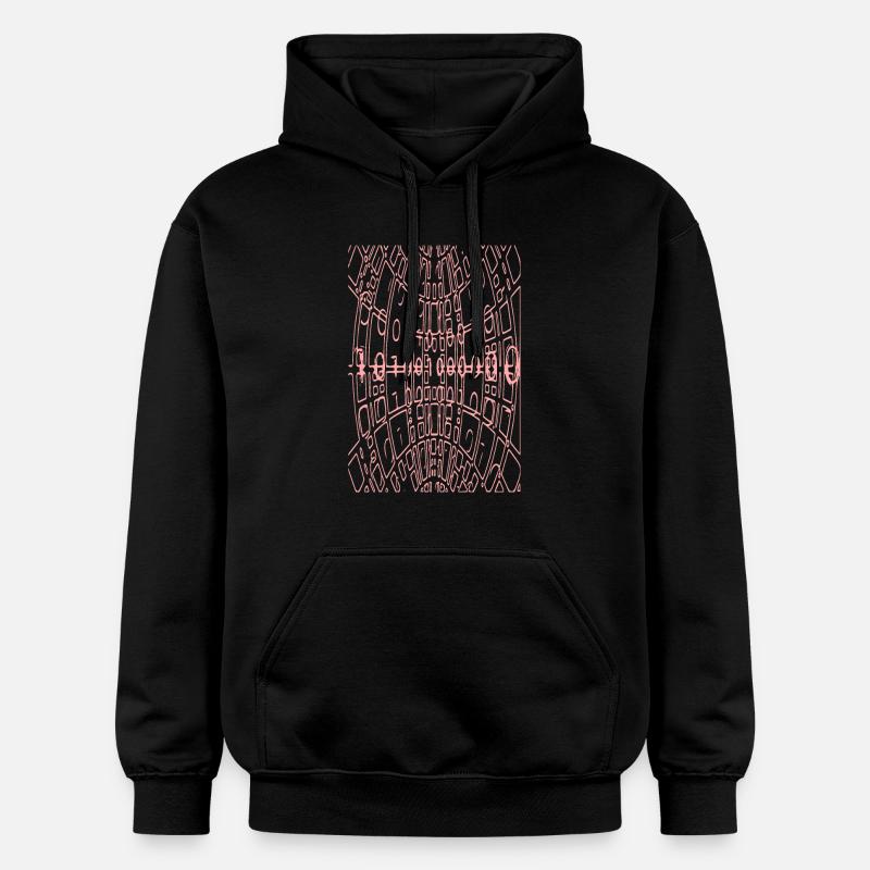 Binary Code Abstract (pink) - Gildan Unisex Softstyle® Midweight Hoodie - black