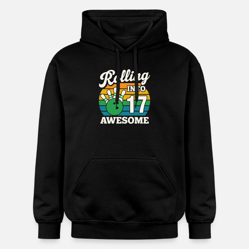 Retro Bowling 17e anniversaire Tee - Sweat à capuche Softstyle® Gildan Unisexe - noir