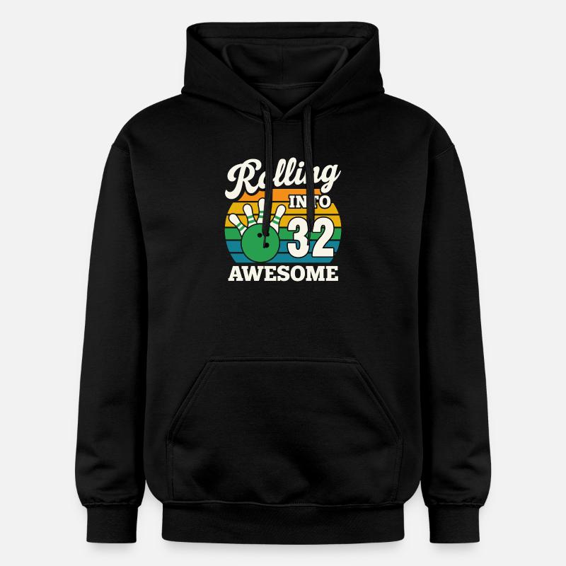 Retro Bowling 32e anniversaire Design - Sweat à capuche Softstyle® Gildan Unisexe - noir