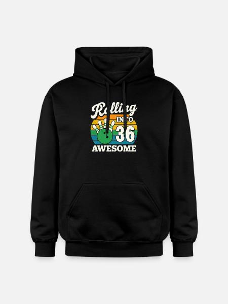 Retro Bowling 36th Birthday Graphic - Gildan Unisex Softstyle® Midweight Hoodie - black