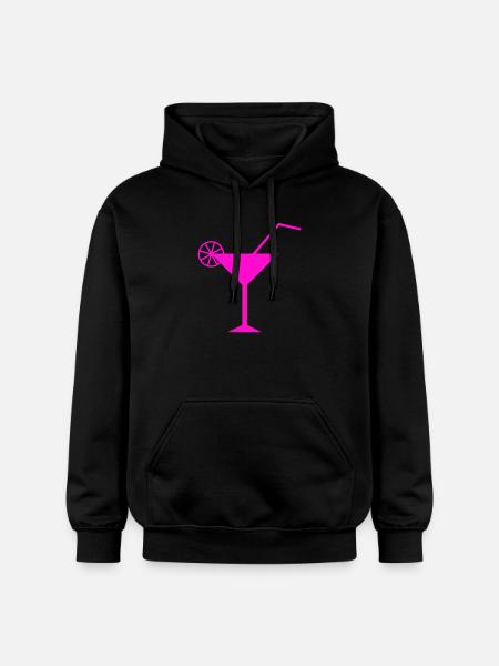 Neon Pink Cocktail Illustration - Gildan Unisex Softstyle® Midweight Hoodie - black