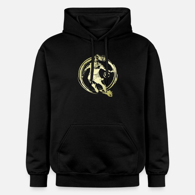Silhouette d’une joueuse de football - Sweat à capuche Softstyle® Gildan Unisexe - noir