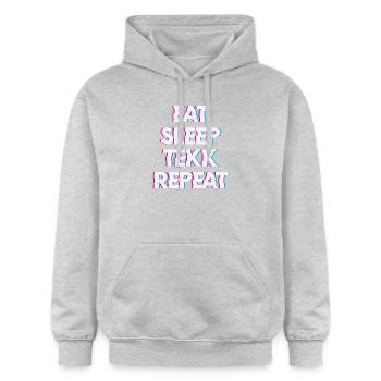 Hardtekk Tekk - Gildan Unisex Softstyle® Midweight Hoodie - Hellgrau meliert - Vorne - Liana (172cm) & Jaron (178cm)