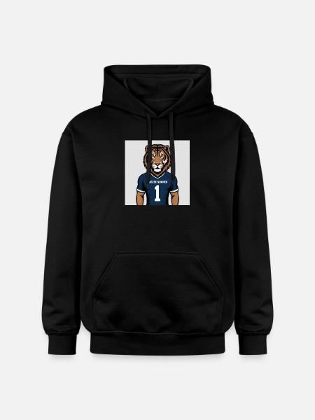 Tiger Mascot Jersey Print - Gildan Unisex Softstyle® Midweight Hoodie - black