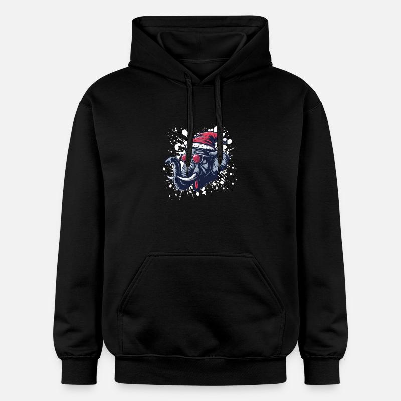 Éléphant Mammouth Noël Drôle - Sweat à capuche Softstyle® Gildan Unisexe - noir
