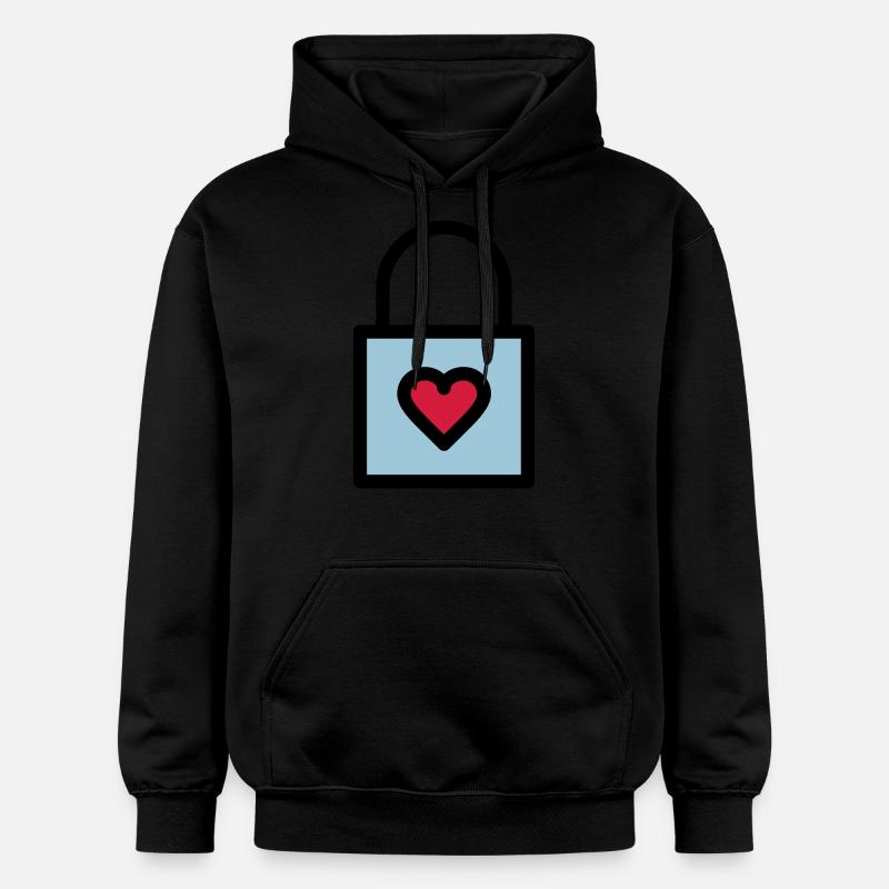 Vorhängeschloss, Liebesschloss - Gildan Unisex Softstyle® Midweight Hoodie - Schwarz