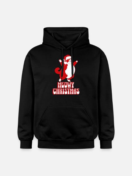 Meowy Christmas – Sjovt Cat Christmas Design - Gildan Softstyle® Midweight unisex-hoodie - sort