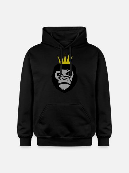 Gorilla Face Crown - Gildan Unisex Softstyle® Midweight Hoodie - black