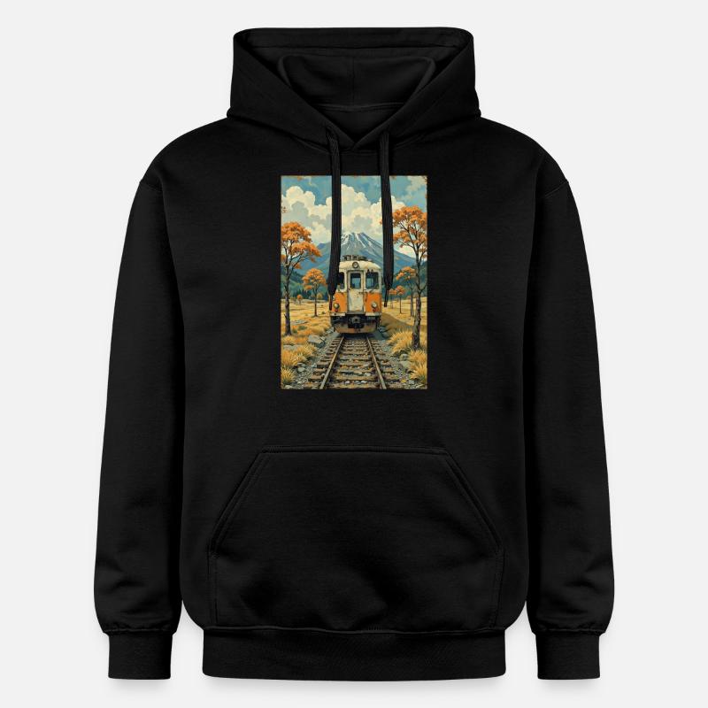 Image de train rétro - Sweat à capuche Softstyle® Gildan Unisexe - noir