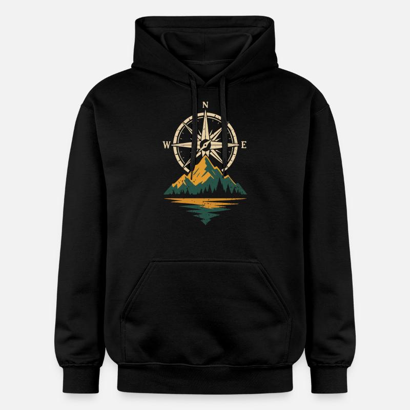 Kompass Berge Navigation - Abenteuer - Gildan Unisex Softstyle® Midweight Hoodie - Schwarz
