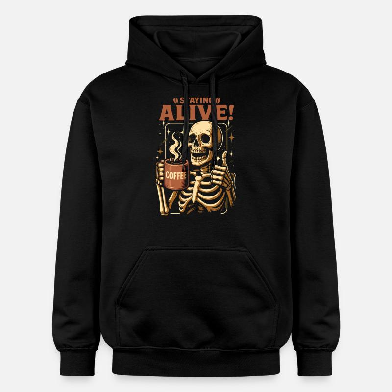 Café squelette Staying Alive - Sweat à capuche Softstyle® Gildan Unisexe - noir