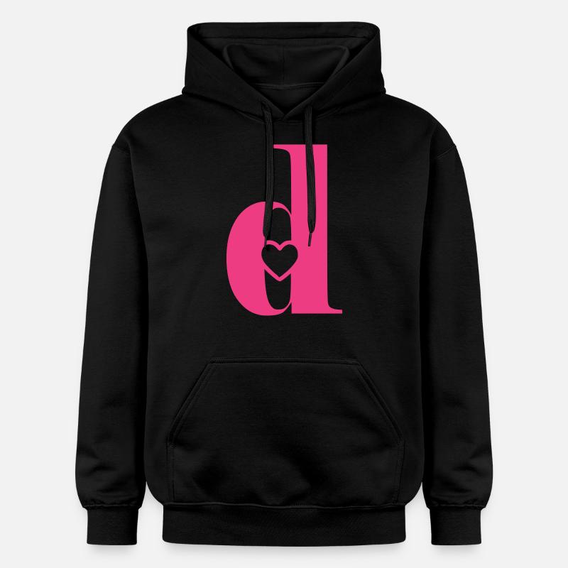 Buchstabe d Anfangsbuchstabe mit Herz - Gildan Unisex Softstyle® Midweight Hoodie - Schwarz