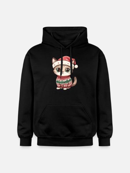 Cat Christmas Comic - Gildan Unisex Softstyle® Midweight Hoodie - black