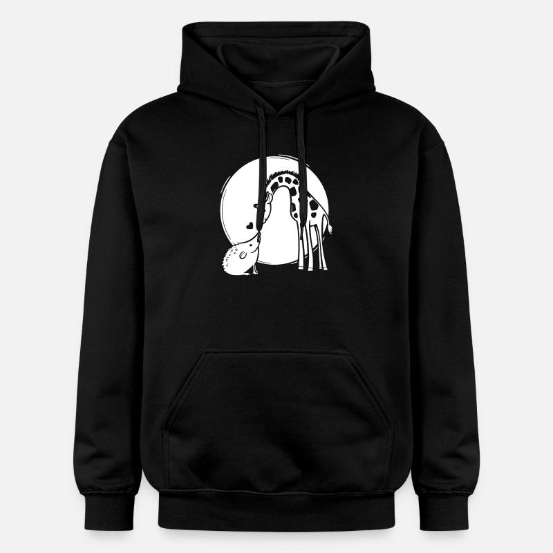 Amour de girafe et hérisson - Sweat à capuche Softstyle® Gildan Unisexe - noir