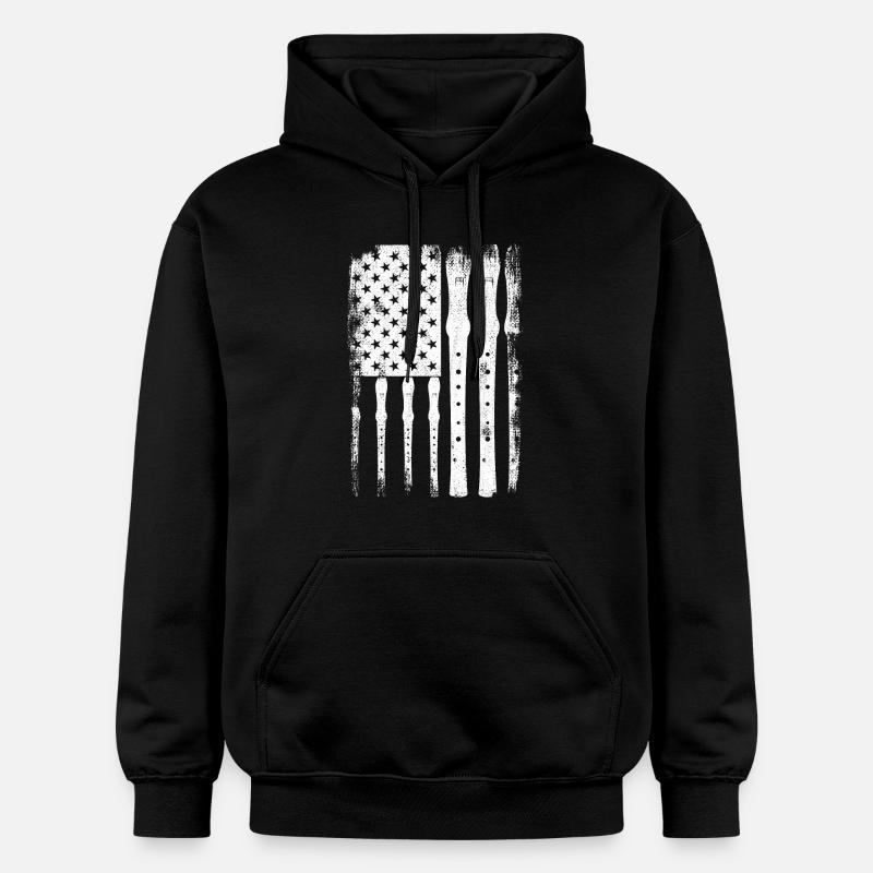 Flûte drapeau des États-Unis - Sweat à capuche Softstyle® Gildan Unisexe - noir