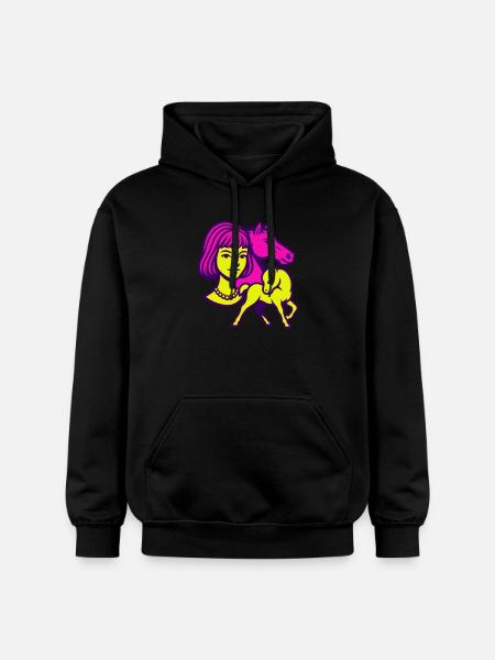 Pferdemädchen Pop-Art - Gildan Unisex Softstyle® Midweight Hoodie - Schwarz