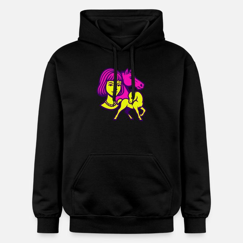 Pferdemädchen Pop-Art - Gildan Unisex Softstyle® Midweight Hoodie - Schwarz