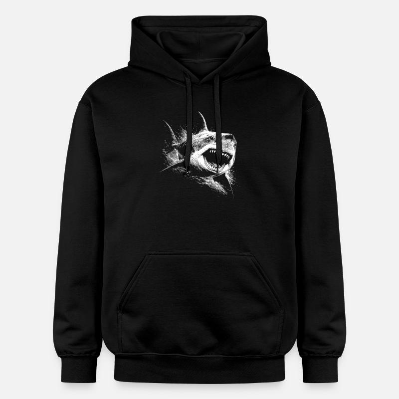 Silhouette du requin noir et blanc - Sweat à capuche Softstyle® Gildan Unisexe - noir