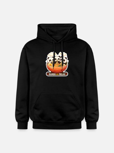 Panda Ramen & Relax Trio - Gildan Unisex Softstyle® Midweight Hoodie - black