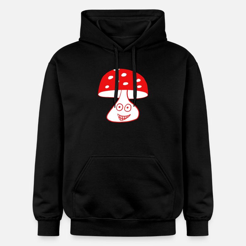 Champignon joyeux avec visage - Sweat à capuche Softstyle® Gildan Unisexe - noir