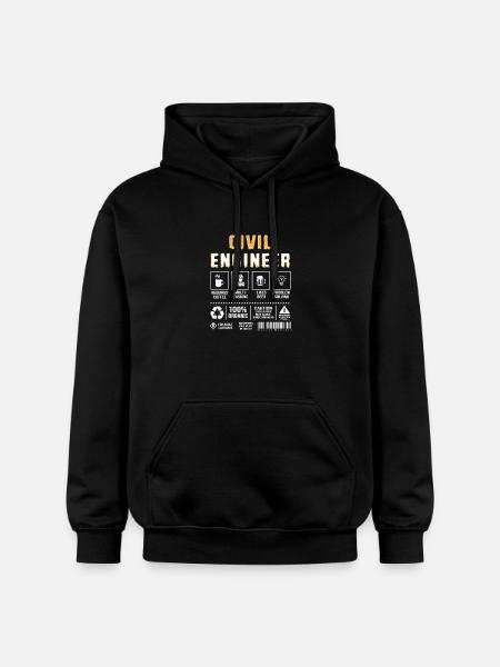 Civilingenjör, Byggarbetsplats, Byggarbetare - Gildan luvtröja unisex Softstyle® Midweight - svart