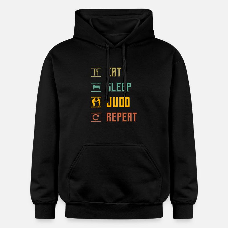 Manger Dormir Judo Répéter - Sweat à capuche Softstyle® Gildan Unisexe - noir