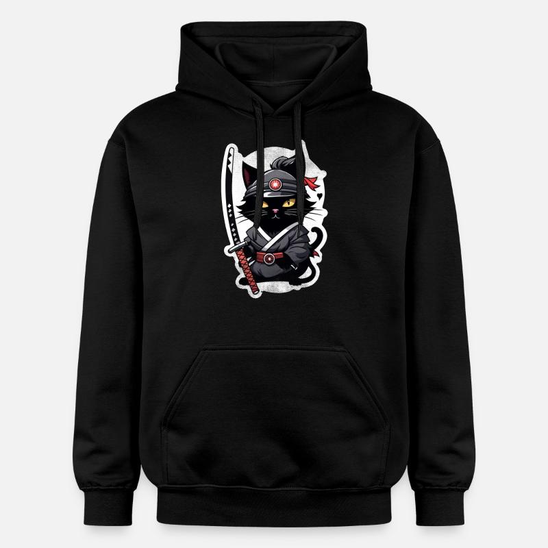 Ninja Cat - Samurai Kitten - Gildan Unisex Softstyle® Midweight Hoodie - black
