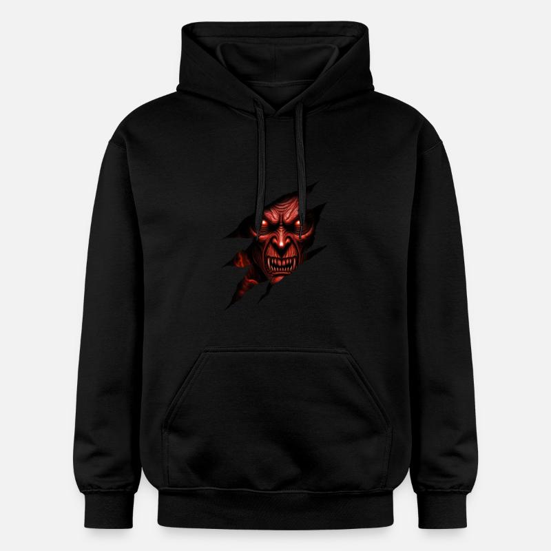 Créature démoniaque aux yeux rouges - Sweat à capuche Softstyle® Gildan Unisexe - noir