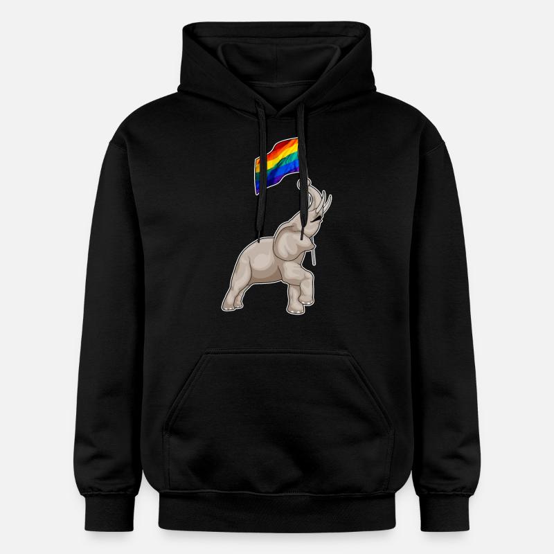 Arc-en-ciel éléphant - Sweat à capuche Softstyle® Gildan Unisexe - noir