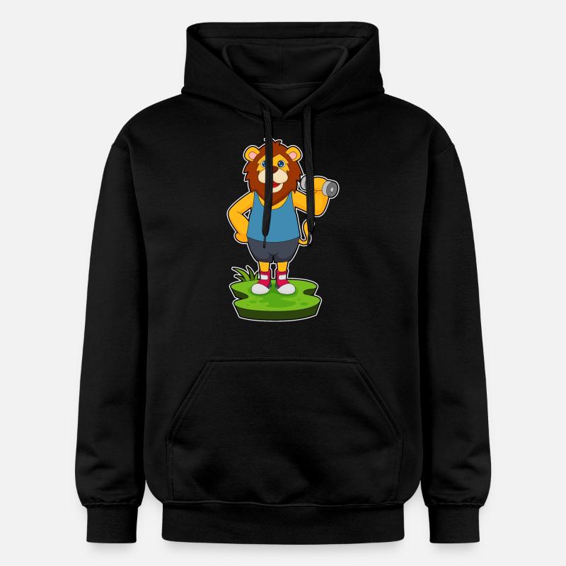 Lion Bodybuilder Haltère - Sweat à capuche Softstyle® Gildan Unisexe - noir