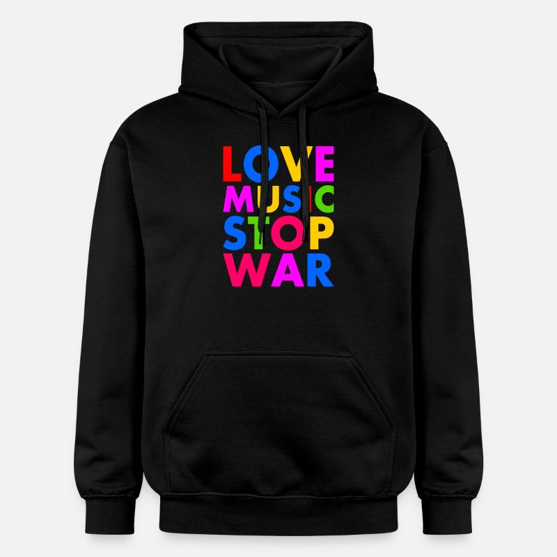 Love music stop war - Sweat à capuche Softstyle® Gildan Unisexe - noir