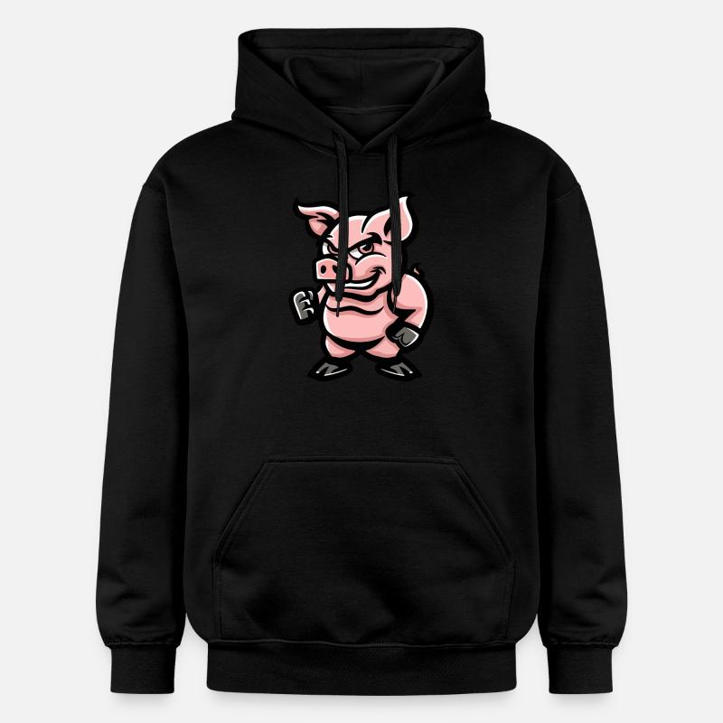 Bande dessinée de cochon - Sweat à capuche Softstyle® Gildan Unisexe - noir