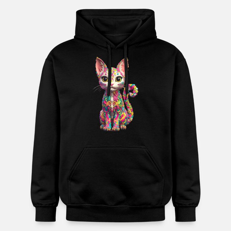 Design de chat cool - Sweat à capuche Softstyle® Gildan Unisexe - noir