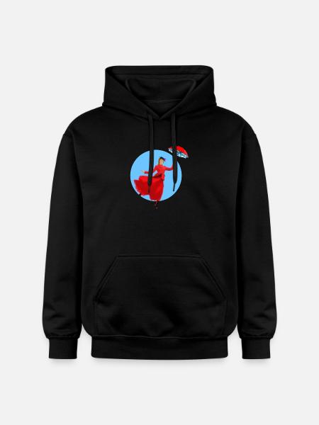 Red lady with umbrella twist - Gildan Unisex Softstyle® Midweight Hoodie - black