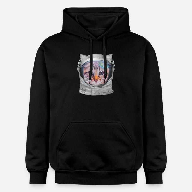 Chat dans l’espace - Sweat à capuche Softstyle® Gildan Unisexe - noir