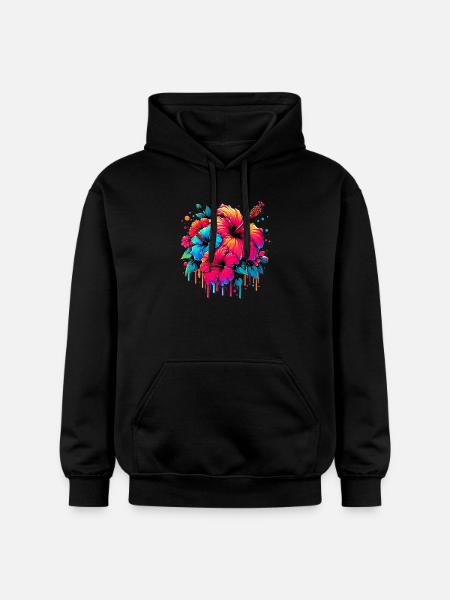 Fleurs d’hibiscus - Sweat à capuche Softstyle® Gildan Unisexe - noir