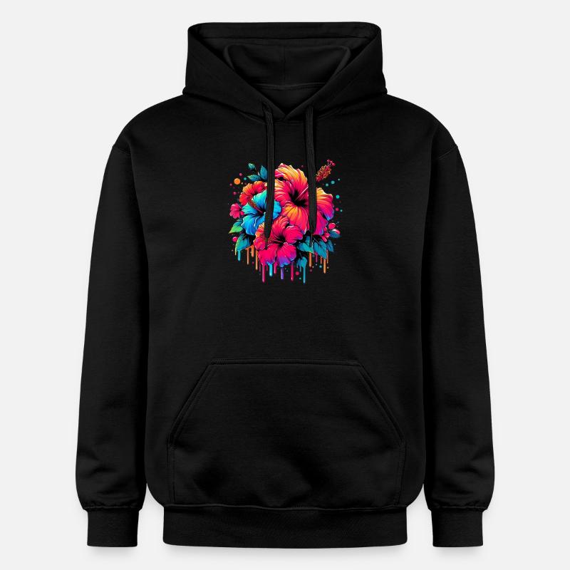 Fleurs d’hibiscus - Sweat à capuche Softstyle® Gildan Unisexe - noir