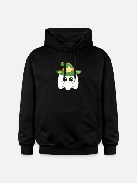 Cute ghost for Halloween dressed as a witch - Gildan Unisex Softstyle® Midweight Hoodie - black