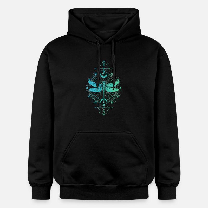 Astronomie - Libellule Mandala Bleu Turquoise - Sweat à capuche Softstyle® Gildan Unisexe - noir