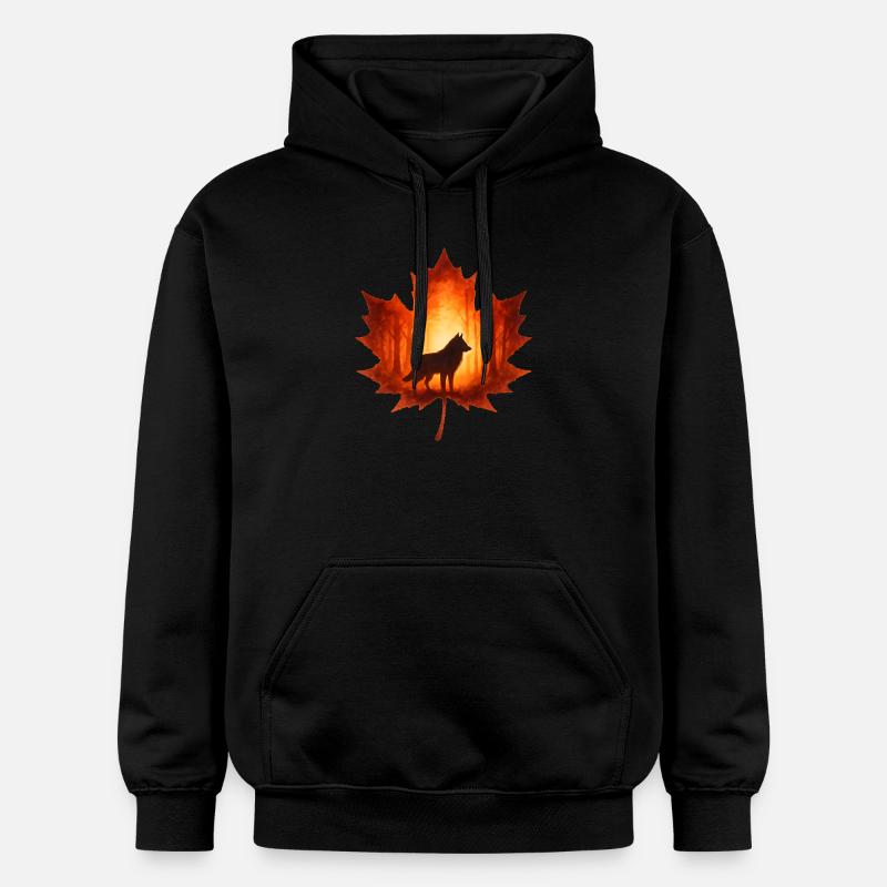 Herbst mit Wolf elegant - Gildan Unisex Softstyle® Midweight Hoodie - Schwarz