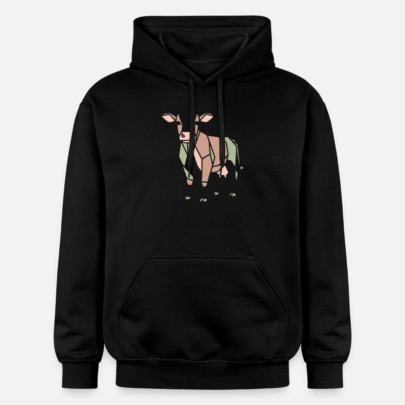 Vache géométrique Low Poly Modern - Sweat à capuche Softstyle® Gildan Unisexe - noir