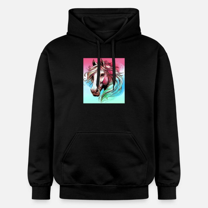 cheval - Sweat à capuche Softstyle® Gildan Unisexe - noir