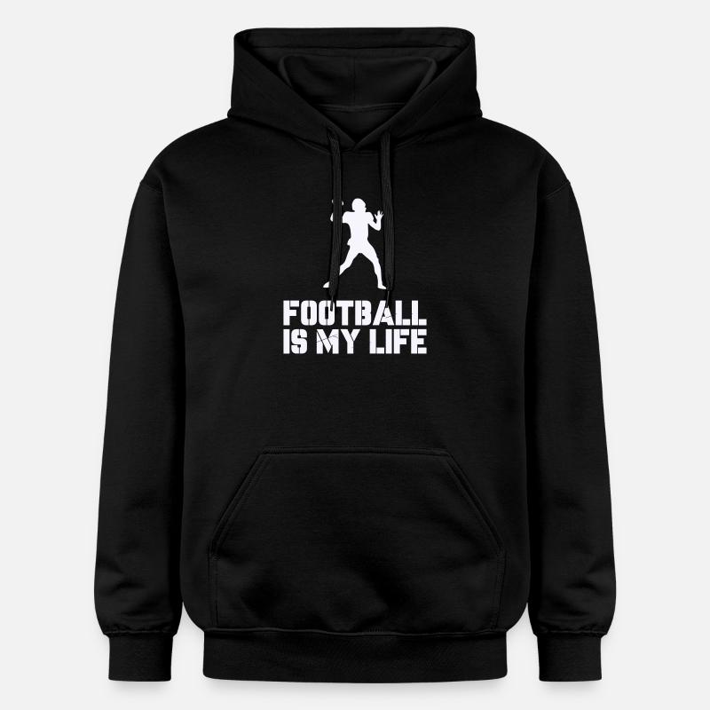 Silhouette du football, c’est ma vie - Sweat à capuche Softstyle® Gildan Unisexe - noir