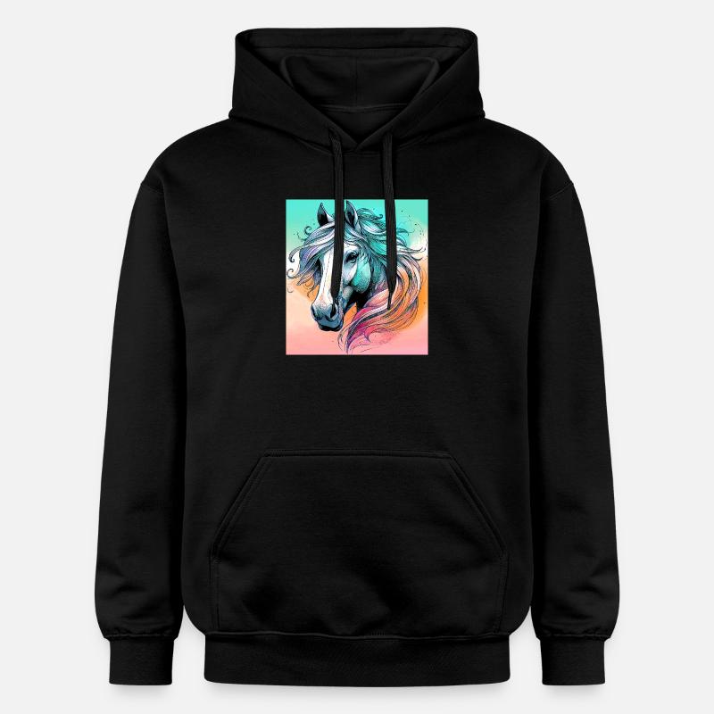 cheval - Sweat à capuche Softstyle® Gildan Unisexe - noir